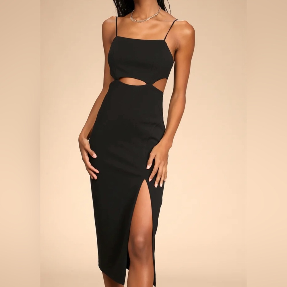 Black Sleeveless Bodycon Dress with Cutouts